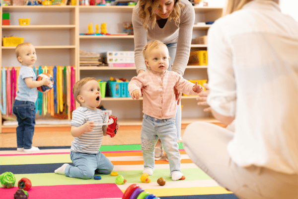 toddlers playing in the library