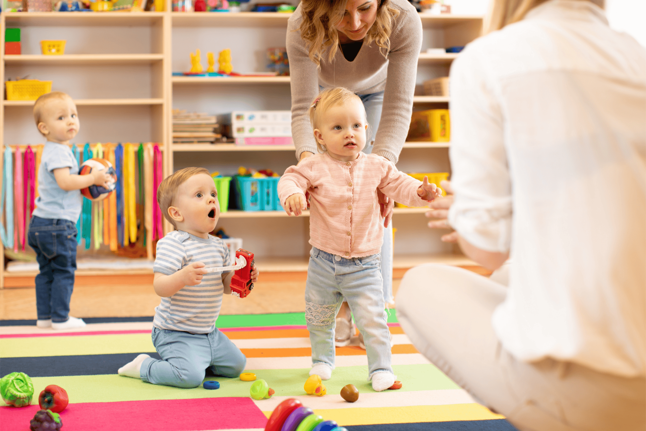 toddlers playing in the library